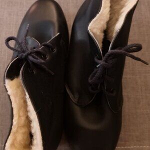 Bates Floaters, Chukka Boots, Black Leather, Wool Lined, Women's Size 9 1/2